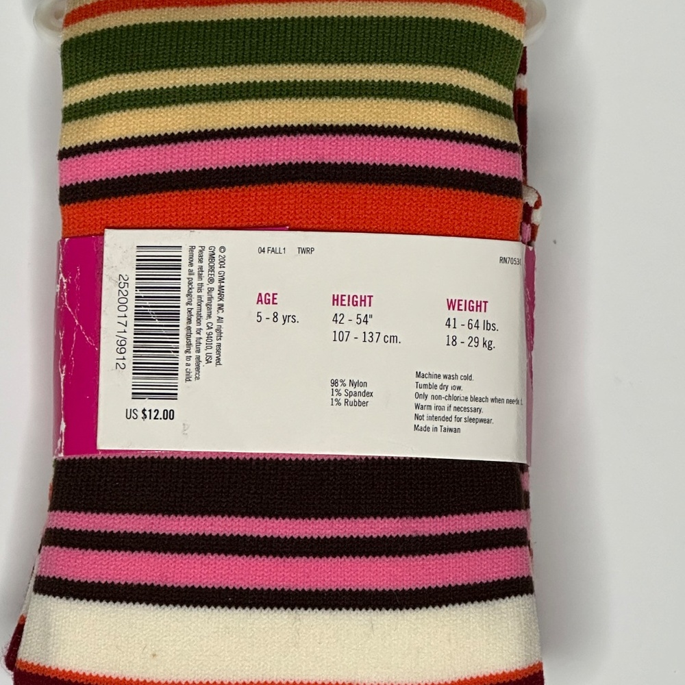 Vintage Gymboree • Striped Tights • 5-8 Years • New - Picture 4 of 5
